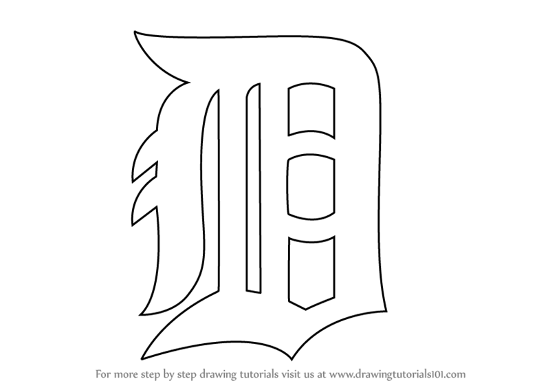 Detroit D Logo - Learn How to Draw Detroit Tigers Logo (MLB) Step by Step : Drawing ...