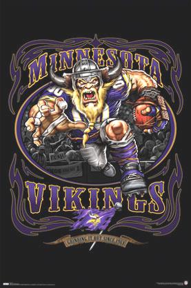 Vikings Football Logo - Minnesota Vikings NFL Team Logo Football Sports Poster