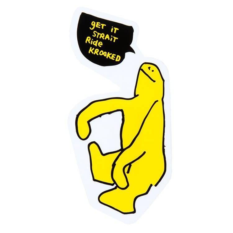 Krooked Skateboards Logo - KROOKED GET IT STRAIGHT MED STICKER yellow - Van's Motorcycle/Skate Shop