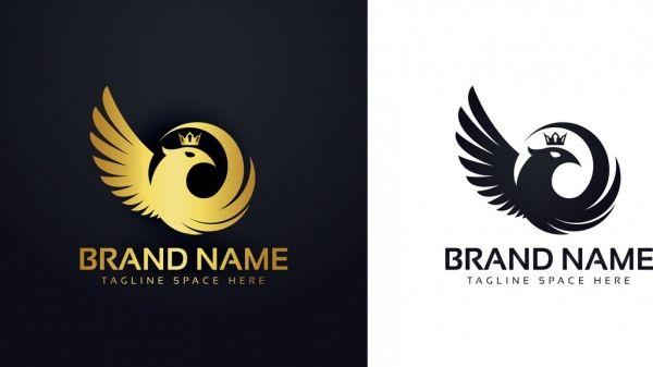 Winged Bird Logo - Bird logo template wings icon shiny silhouette design Free vector in ...