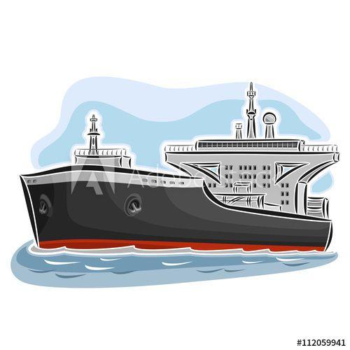 Vessel Logo - Vector illustration of logo for crude oil tanker ship, consisting