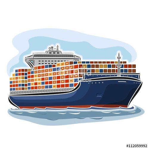 Vessel Logo - Vector illustration of logo for container ship carrier carry goods