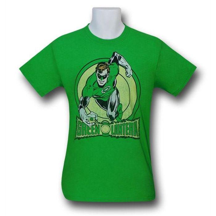 Green Flaming Logo - Green Lantern Flying & Flaming Logo T-Shirt