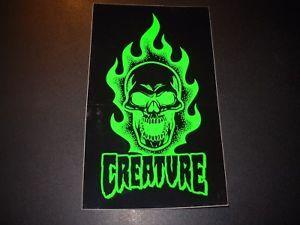 Green Flaming Logo - CREATURE Flaming Skull Logo Skate Sticker skateboards helmets decal ...