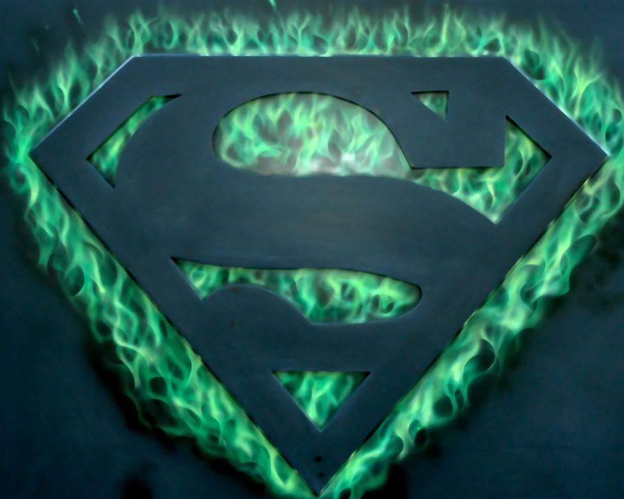 Green Flaming Logo - Superman Logo Green Flames Animated Gifs