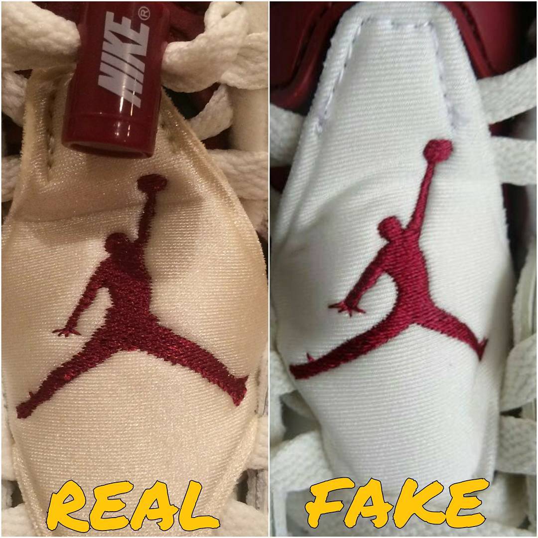 Real Jordan Logo - How To Tell If Your 'Maroon' Air Jordan 6s Are Real or Fake | Sole ...
