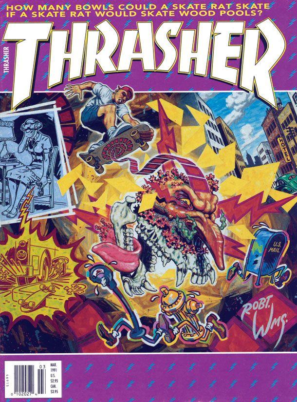 Cartoon Fire Thrasher Logo - Thrasher Magazine - March 1991