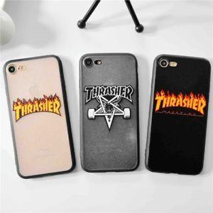 Cartoon Fire Thrasher Logo - Simple Fire Words Sports Thrasher Case For iPhone XS Max XR X 5 6s 7 ...
