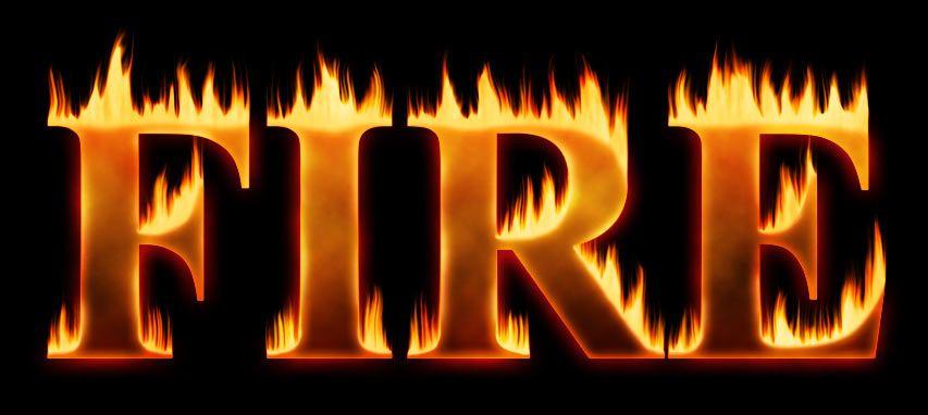 Cartoon Fire Thrasher Logo - Flaming Hot Fire Text In Photoshop