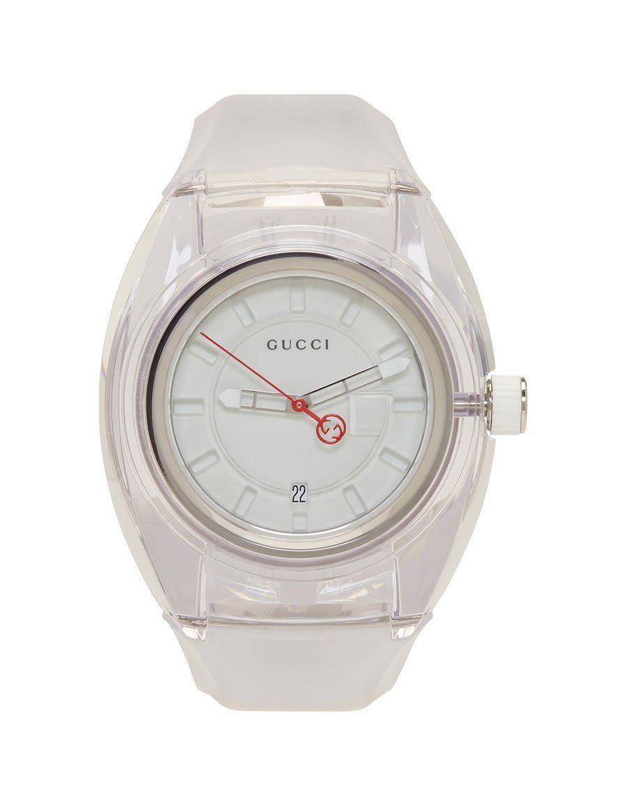 Gucci Translucent Logo - GUCCI White Transparent G Sync Watch · VERGLE