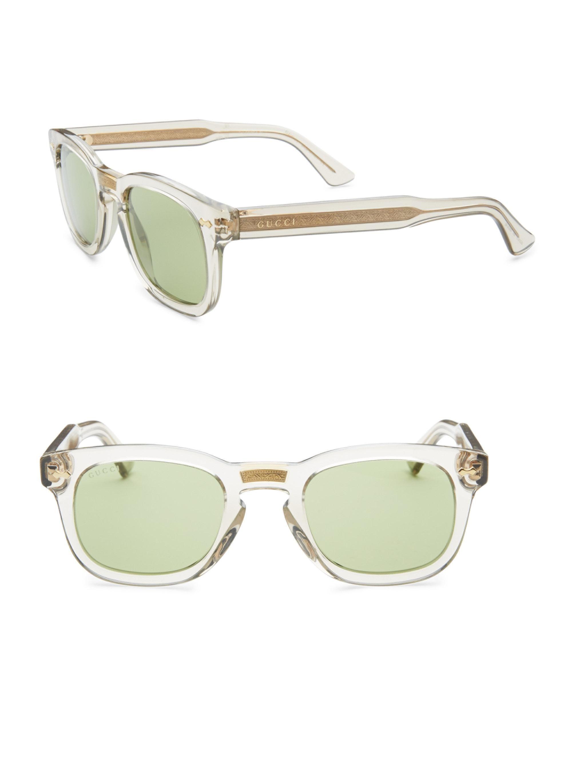 Gucci Translucent Logo - Lyst - Gucci Translucent Square Frame Sunglasses in Brown for Men