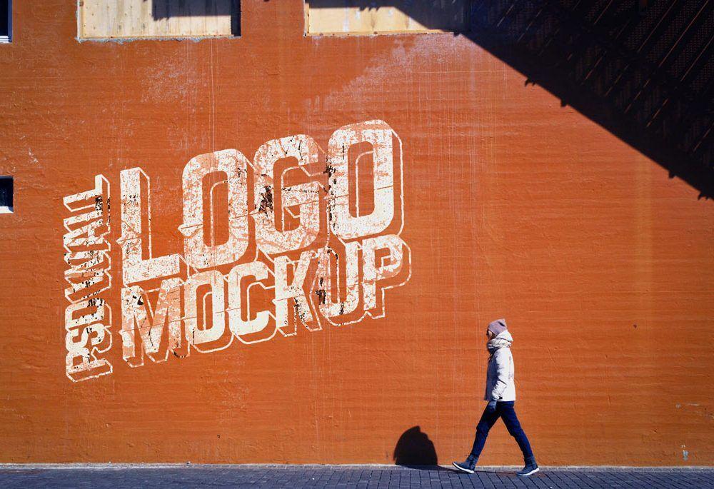 Great Title the Walls Logo - Street Wall Logo Mockup | MockupWorld