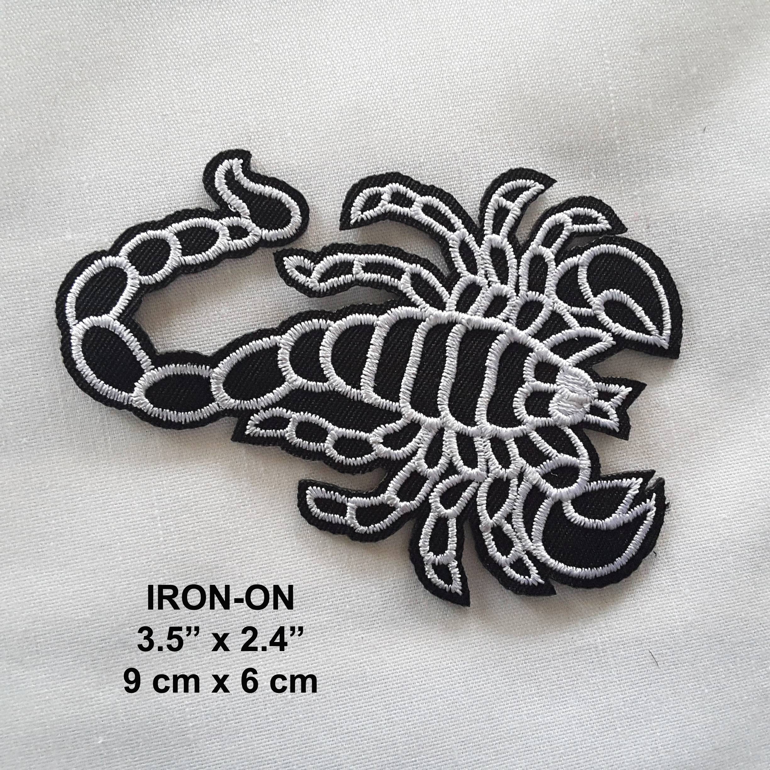Red and White Scorpion Logo - Set of 2 Red White Black Scorpion Embroidered Iron-On Patch ...