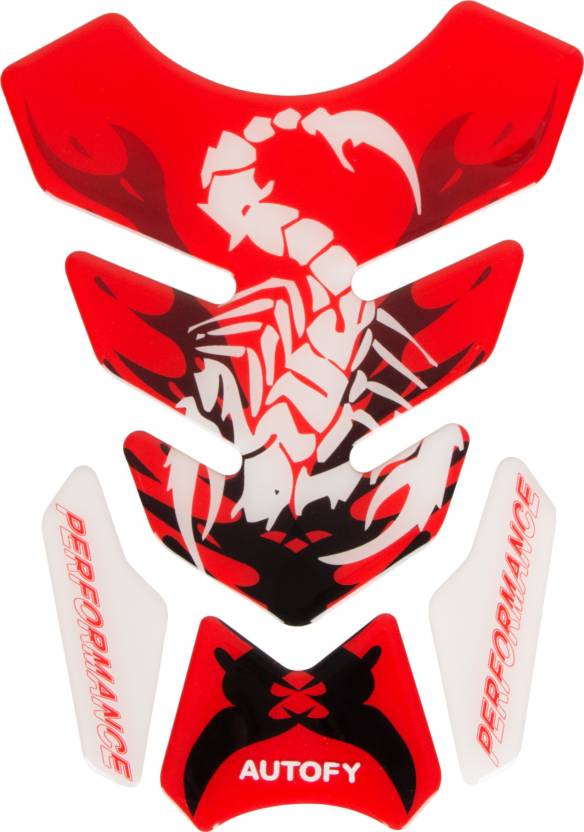 Red and White Scorpion Logo - Autofy Red & White Spine Shaped Scorpion Print Universal Vinyl ...
