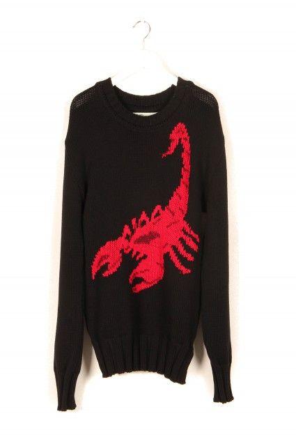 Red and White Scorpion Logo - OFF WHITE SCORPION KNIT - Hunting and Collecting Select Store