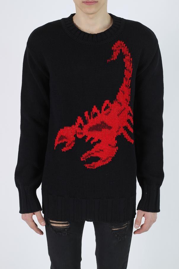 Red and White Scorpion Logo - Scorpion-embroidered sweater Off White - Vitkac shop online