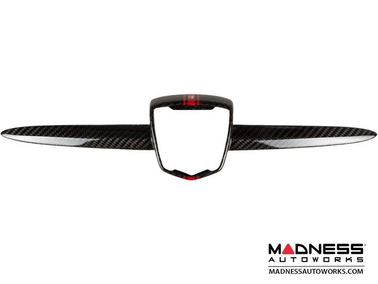 Red and White Scorpion Logo - FIAT 500 ABARTH Front Emblem in Carbon Fiber - Red Racing Stripe w ...