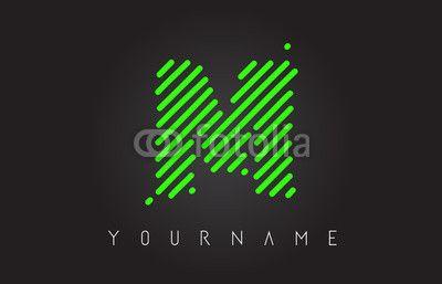 Green Lines Logo - M Letter Logo Design with Neon Green Lines. Buy Photo. AP Image