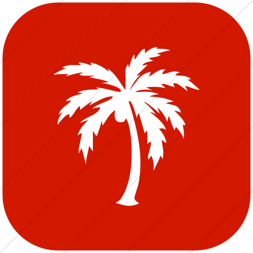 Red Square with White Tree Logo - IconETC Flat rounded square white on red classica palm tree icon