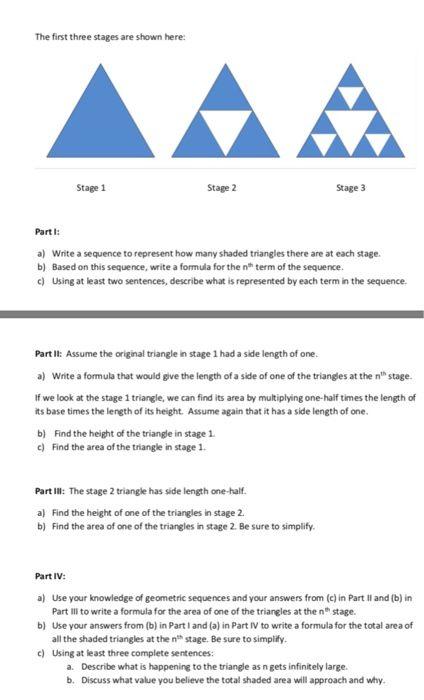 C Triangle T Logo - Solved: The First Three Stages Are Shown Here: Write A Seq ...