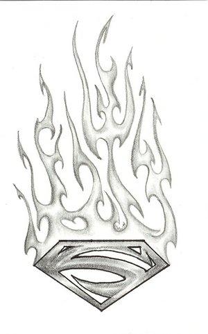 Flaming Superman Logo - Flaming Superman Logo Tattoo Design