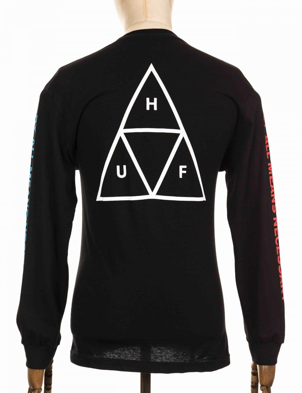 C Triangle T Logo - Huf L/S Multi Triple Triangle T-shirt - Black - Huf from iConsume UK