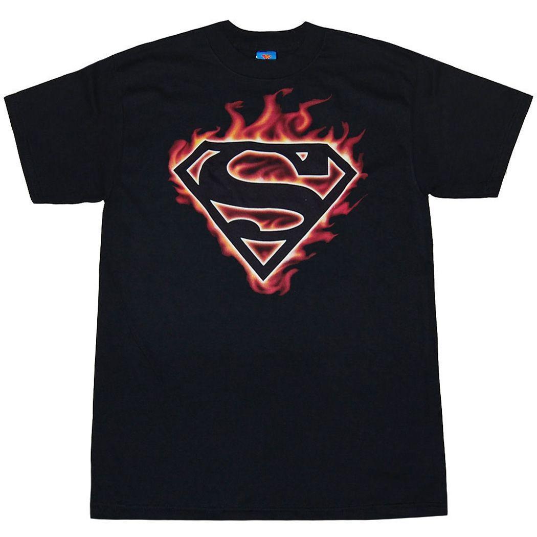 Flaming Superman Logo - Superman T-Shirts - Superman Flaming Logo by Animation Shops
