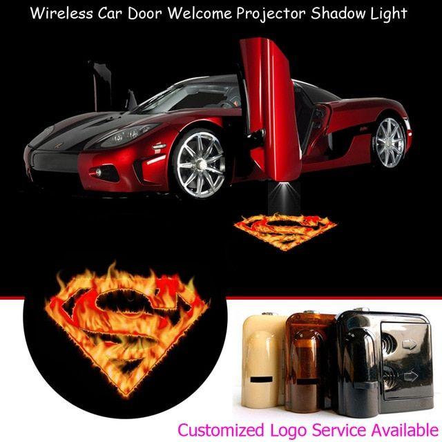 Flaming Superman Logo - 2x Flaming Superman Logo Car Door Step Courtesy Welcome Laser ...