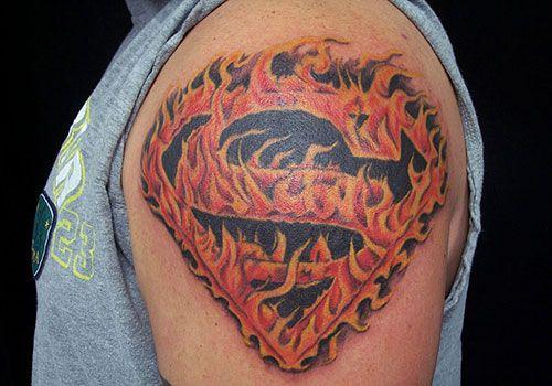 Flaming Superman Logo - 24 Excellent Superman Tattoos | CreativeFan