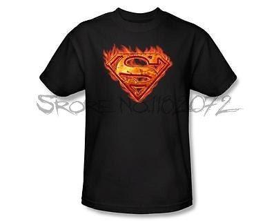 Flaming Superman Logo - Licensed Superman Hot Metal Molten Flaming Logo Shield Tee Shirt ...