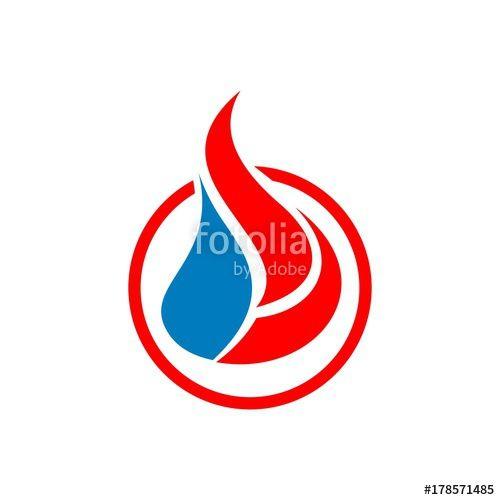 Red Flame Oil Logo - Flame, oil, water drop shape for natural gas company logo design