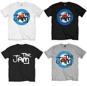 Black and White Bullseye Logo - The Jam Official Mens Music T Shirt Grey White Vintage Bullseye