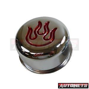Red Flame Oil Logo - Push-in Valve Cover Oil Breather Cap Chrome Red Flame Raised 1 Neck ...
