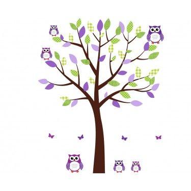 Purple and Green Owl Logo - Purple and Green Owl Stickers With Tree Decals For Nursery For Girls