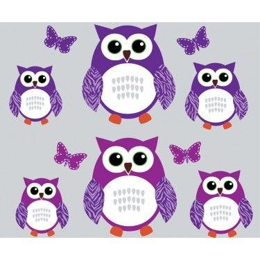 Purple and Green Owl Logo - Purple and Green Owl Wall Decals With Butterflies Wall Decor For ...