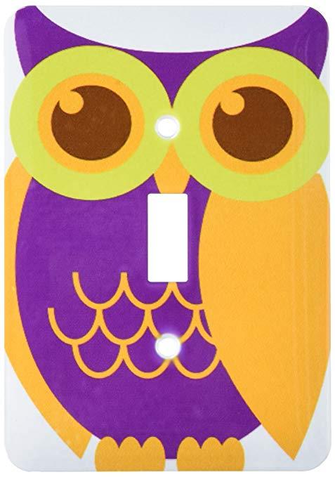 Purple and Green Owl Logo - 3dRose lsp_124595_1 Orange, Purple, And Green Owl - Single Toggle ...