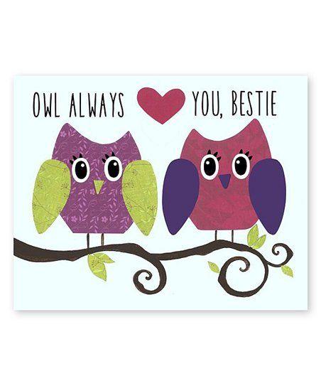 Purple and Green Owl Logo - Peanut and Buttons Purple & Green Owl Always Love You Art Print