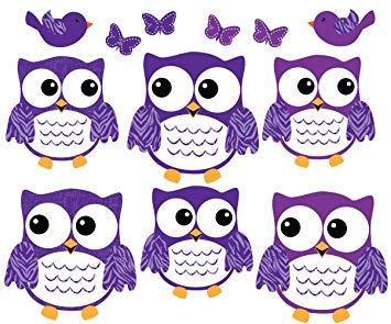 Purple and Green Owl Logo - Owl Decals, Purple and Green Owl Stickers, Nursery Wall Art