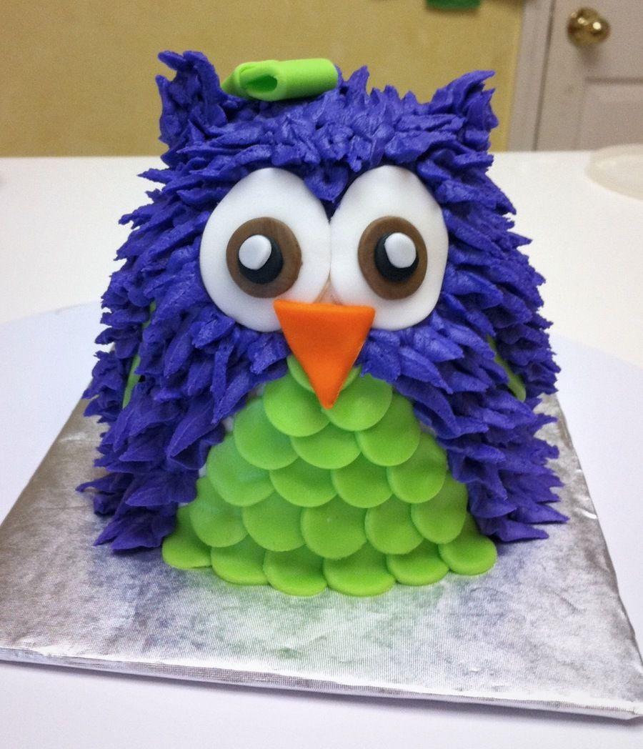 Purple and Green Owl Logo - Purple And Green Owl First Birthday Cake