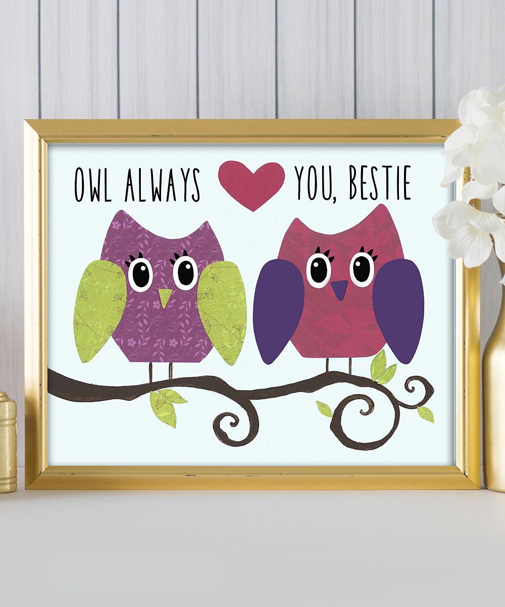 Purple and Green Owl Logo - Peanut and Buttons Purple & Green Owl Always Love You Art Print | zulily