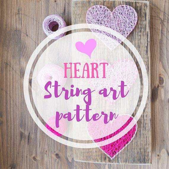 Three String of Hearts Logo - String art pattern printable, heart decor DIY template and tutorial ...