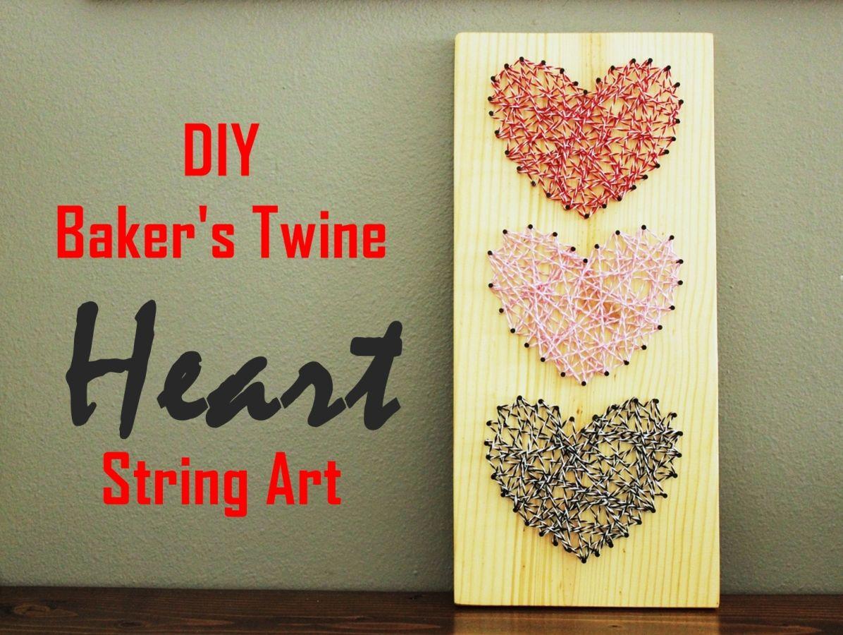 Three String of Hearts Logo - DIY Baker's Twine Heart String Art