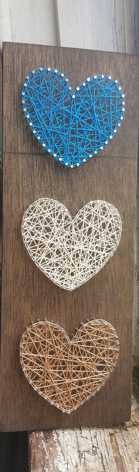 Three String of Hearts Logo - Heart String Art Hearts in a Row Three Little Hearts | String Art ...