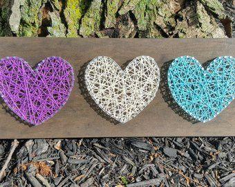 Three String of Hearts Logo - String art heart | Etsy