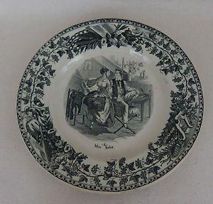 Opaque Flying Horse Logo - Talking Plate Porcelain Opaque Creil And Montereau Lebeuf Millet My