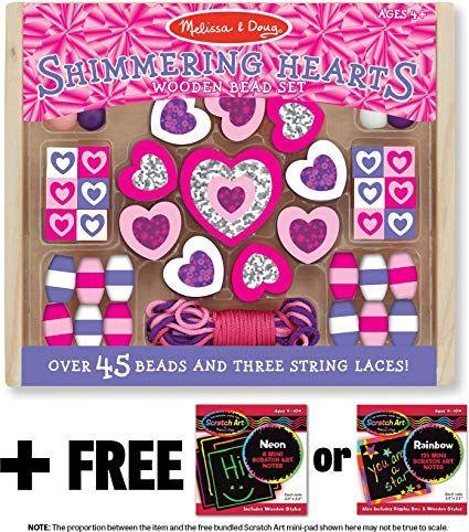 Three String of Hearts Logo - Amazon.com: Melissa & Doug Shimmering Hearts Wooden Bead Set (45 ...