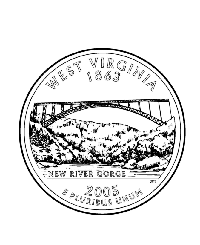 Printable WV Logo - USA-Printables: West Virginia State Quarter - US States Coloring Pages