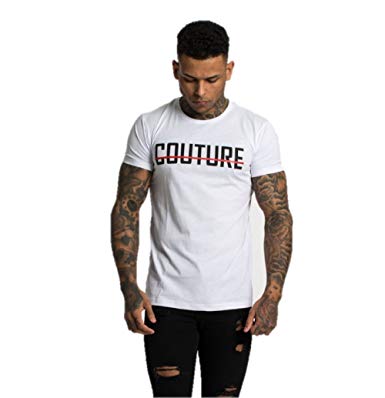 White Red L Logo - Fresh Couture Men's Big Logo Tee: Amazon.co.uk: Clothing