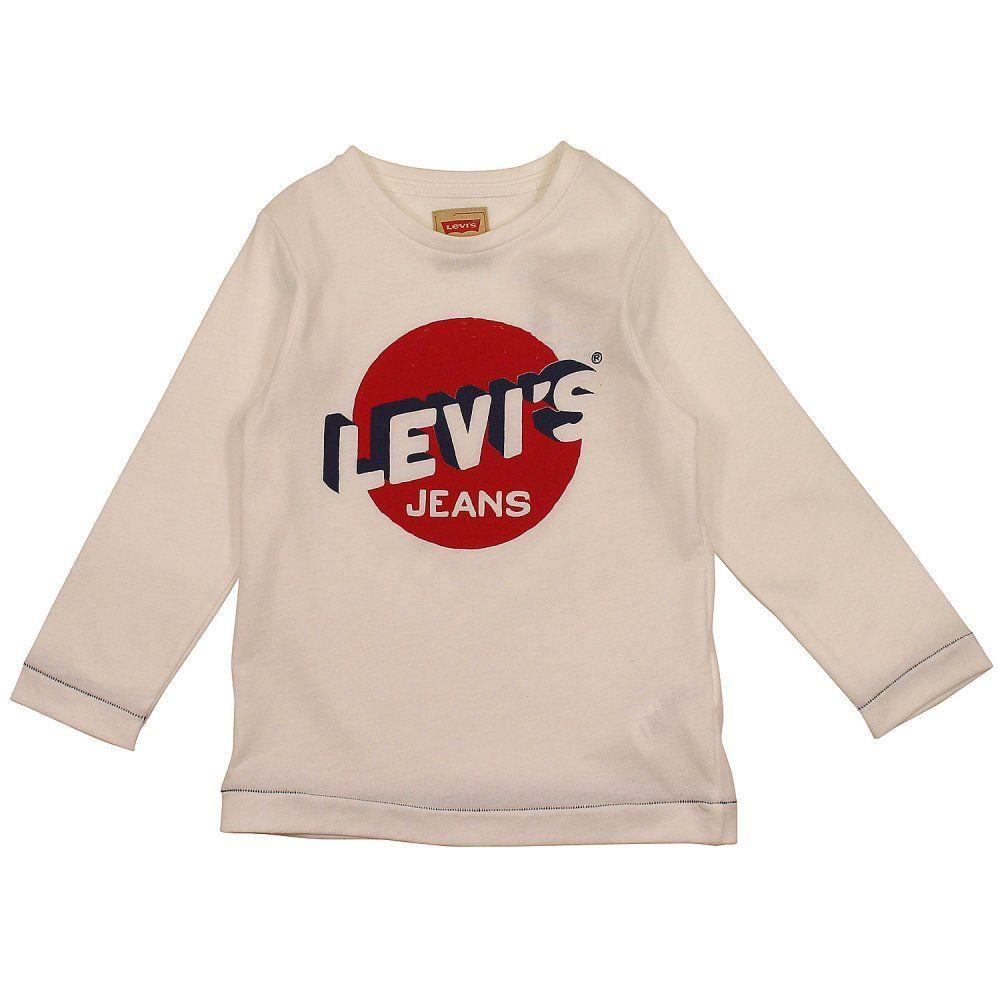 Red Circle with White L Logo - Levis L/s Circle Logo Top White - Boys from Designer Childrenswear UK