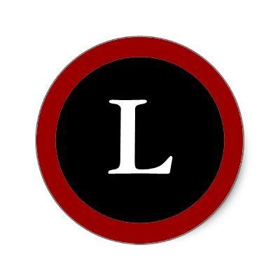 Red Circle with White L Logo - Monnogram Labels Stickers. L. Lettering, Letter L